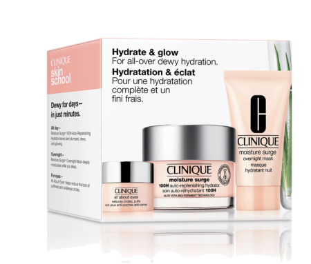 CLINIQUE Moisture Surge™ & All About Eyes™ for all-over dewy hydration.